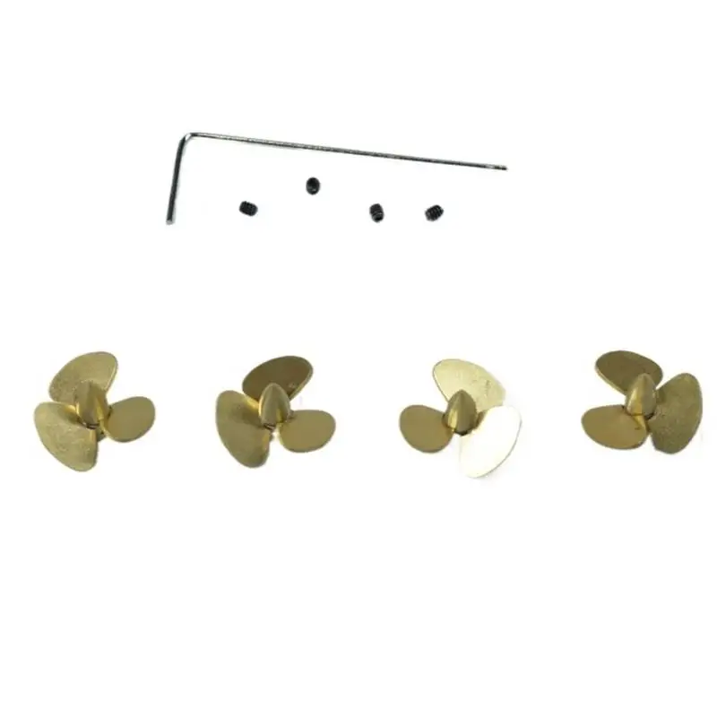 12.4mm 3-Blade Copper Propeller Set RC Boat 1/350 Scale 1.5mm Shaft 4pcs