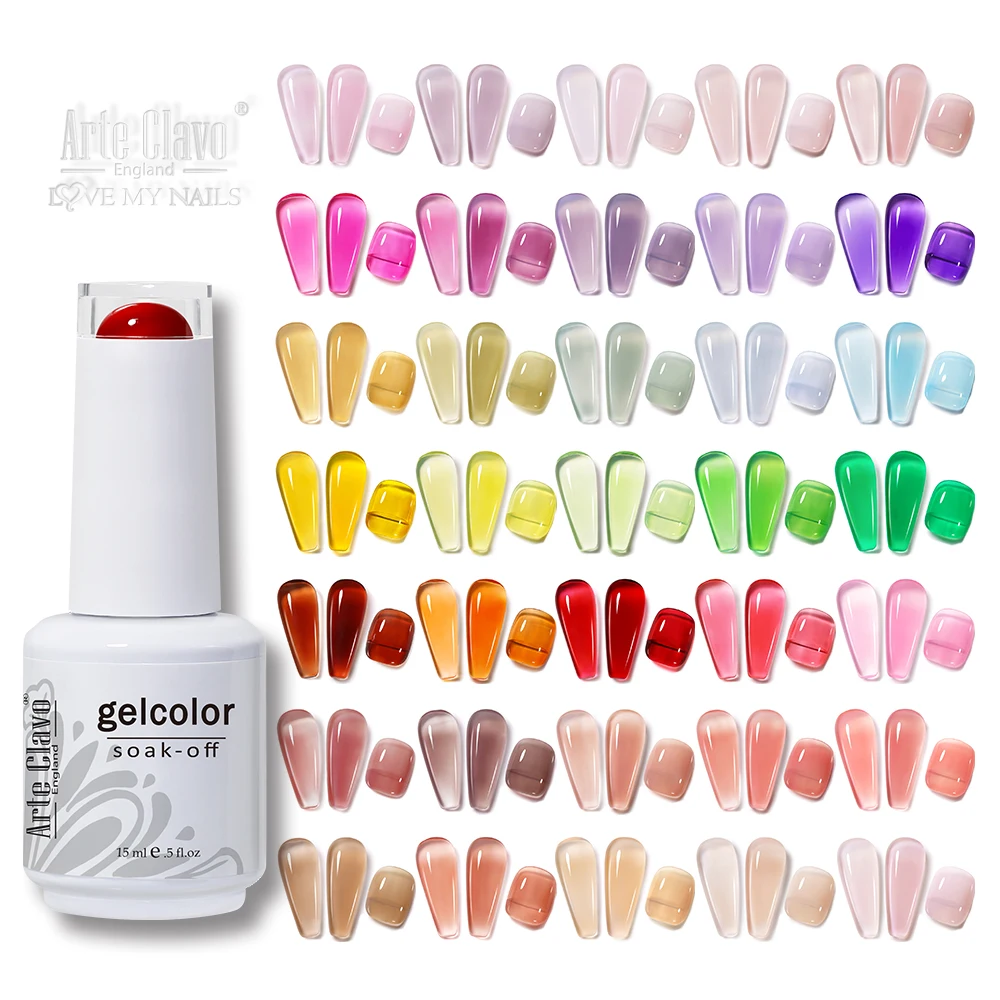 Arte Clavo 15ml Esmalte de uñas de Gel translúcido Color rojo Gel de gelatina laca Lakiery Hybrydowe Vernis UV Gel Nail Art Híbrido Soak Off