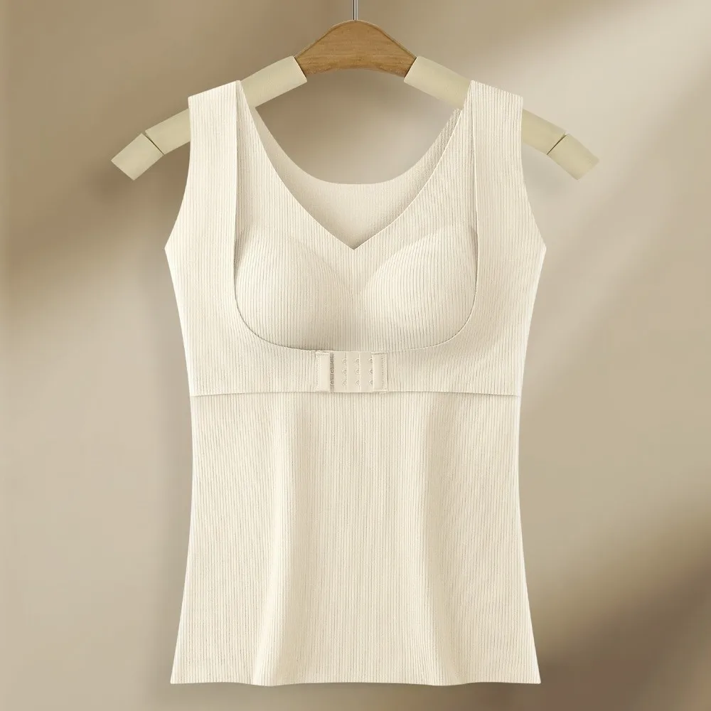 Slimming Thermal Shapewear Camisole Sleeveless Velvet Fleece Postpartum Body Shaper with Padded Cups Tummy Control