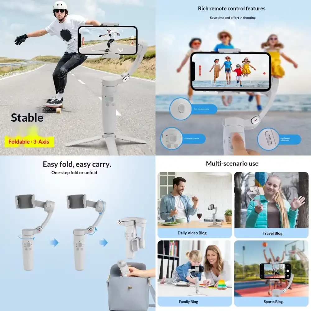 

Стабилизатор для мобильного телефона и видеокамеры M1 3-осевой, с защитой от тряски, для TikTok, Xiaohongshu, видеоблогинга, с аккумулятором 5.2 2200 мАч