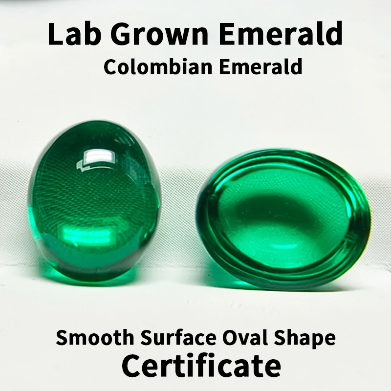 Lab Grown Colombia Emerald Stone Smooth Surface Oval Shape Hydrothermal Gemstone for Jewelry Making Selectable AGL Certificate