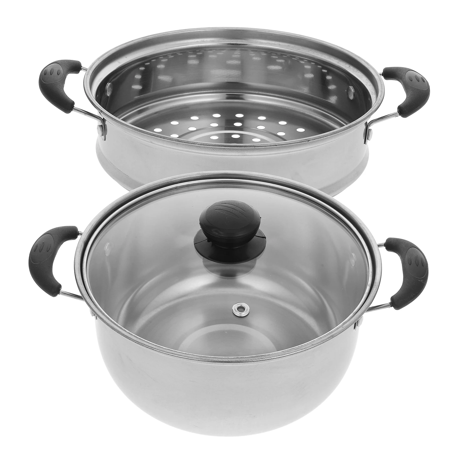 

Stainless Steel Steamer Stock Pot 3in1 Deep Cooking Pots Non Stick Kitchen Cookware Practical Household Pan Steam Basket