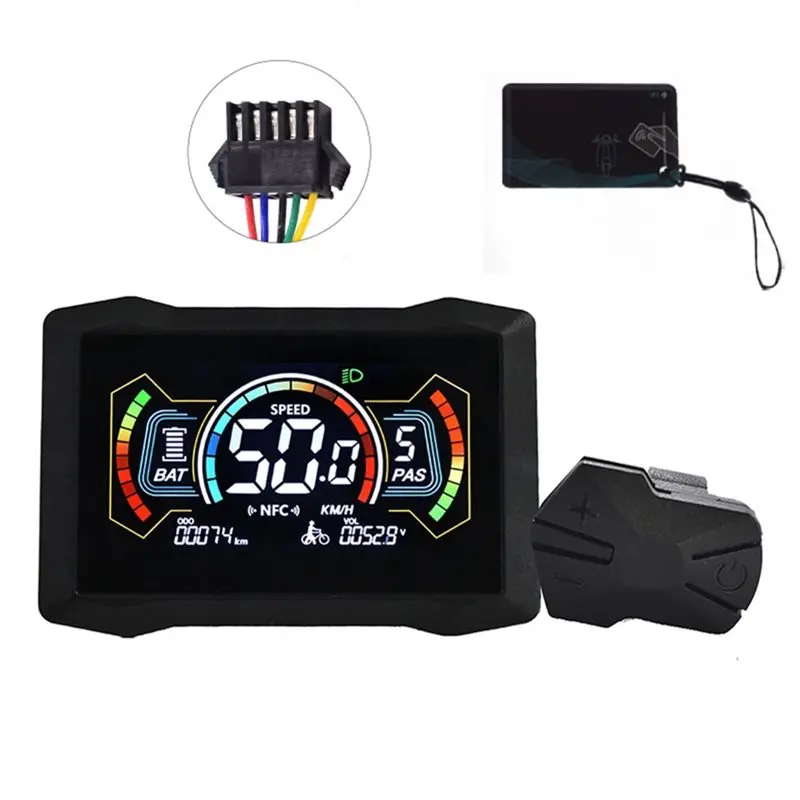 

H7C E-Bike LCD Display Meter Module 24V/36V/48V/60V/72V Type-C Electric Scooter LCD Color Meter UART Speedometer SM5PIN-