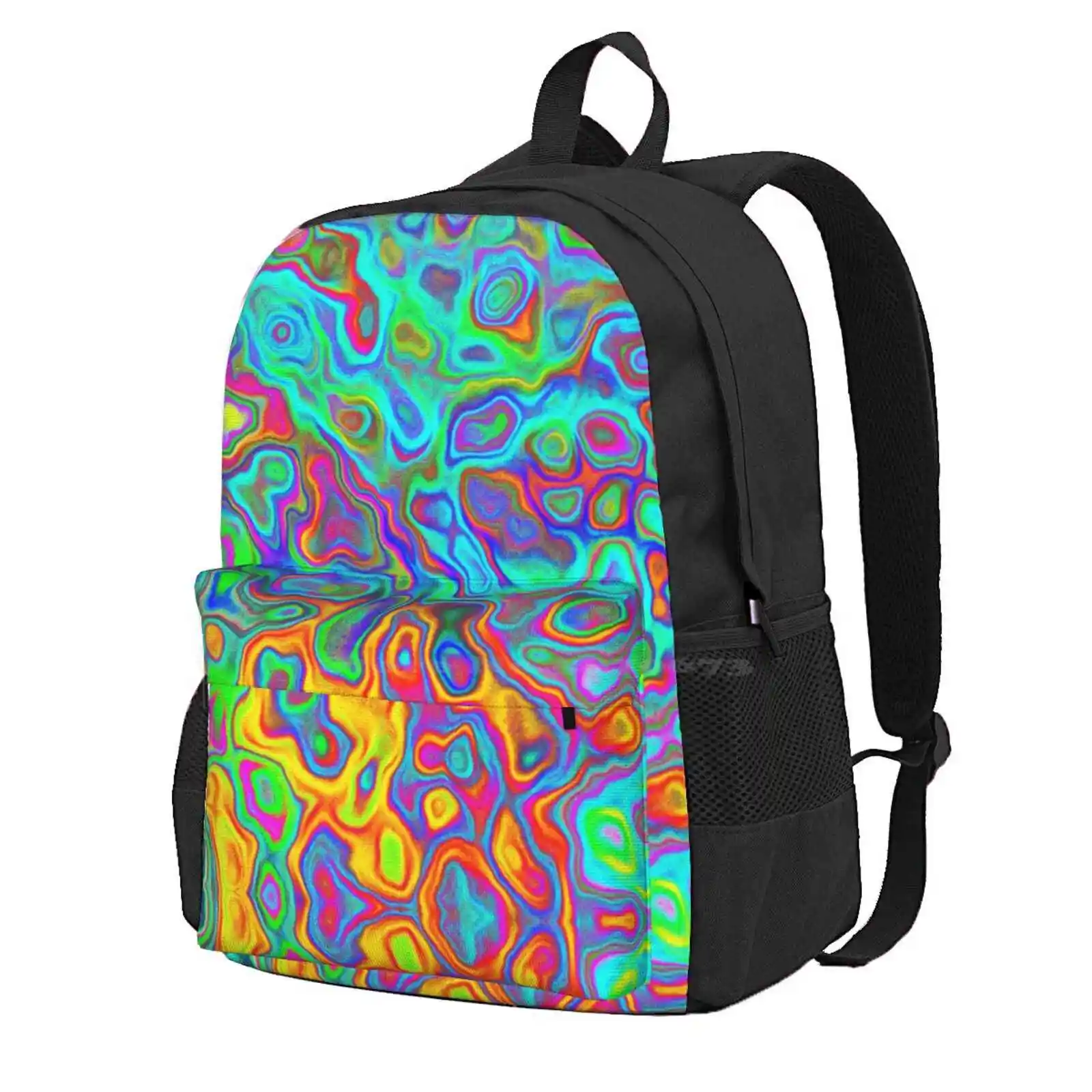 Psychedelic Spring Hot Sale Schoolbag Backpack Fashion Bags Groovy Rad Pattern Colors Colorful Psychedelic Acid Drugs Abstract