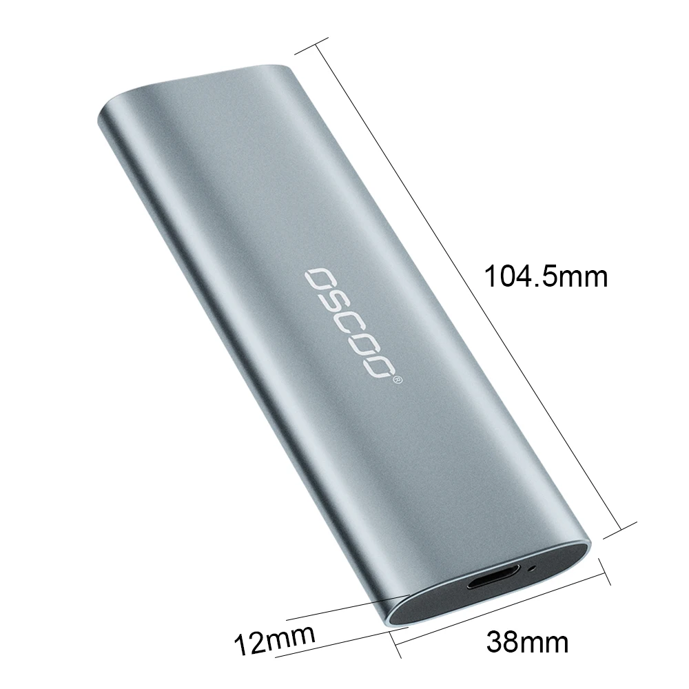 OSCOO-M.2 NVMe Gabinete Externo SSD, Adaptador de Alumínio, USB C 3.1, M-Key, Compatível com Ssd 2230, 2242, 2260, 2280, 10 Gbps