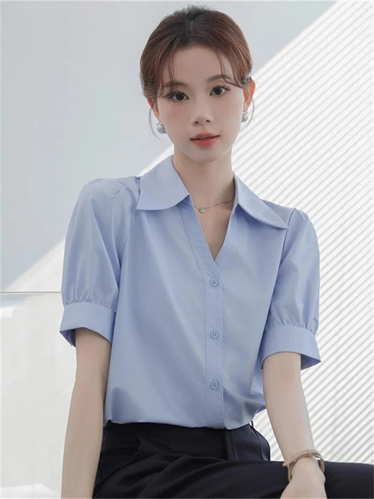 

Faionable Casual Women's ort Sve irt Loose Slimming Summer New Sle Polyester Fiber Regular Length Busin irt