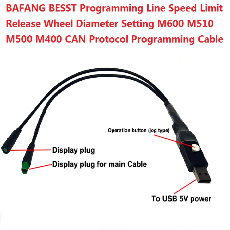 BAFANG BESST Programming Line Speed Limit Release Wheel Diameter Setting M600 M510 M500 M400 CAN Protocol Programming Cable