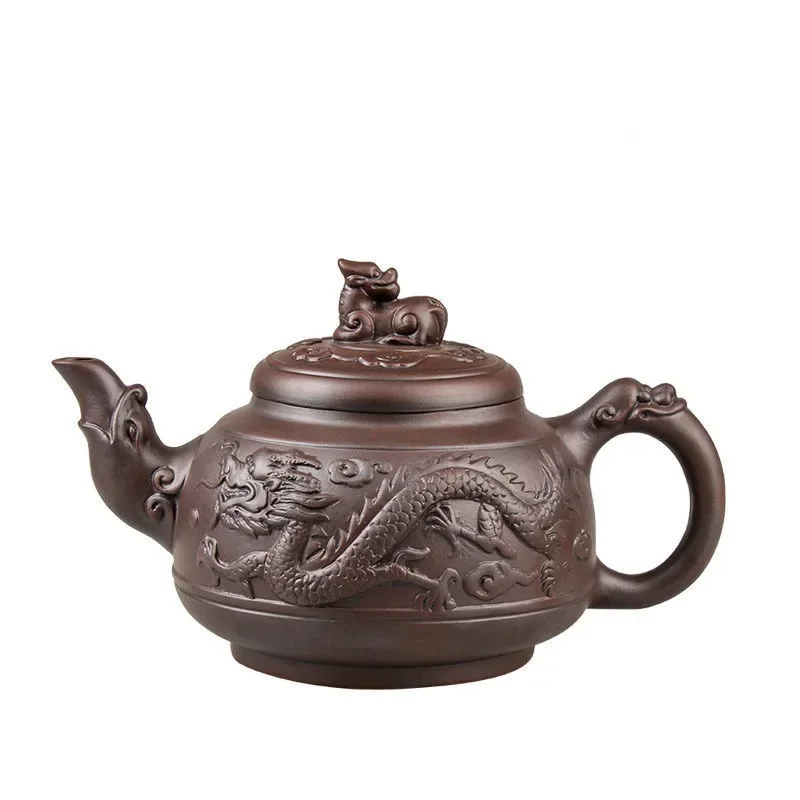 Yixing Zisha Ceramic Teapot Large Capacity Pure Handmade Plum Blossom Dragon Phoenix Teapot Household Large Kungfu Tea Set