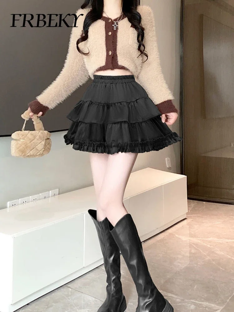 Summer New White Cake Skirt High Waist Mini Thin A-line Skirt Pleated Fluffy Bustle Dresses Y2k Woman Clothing Korean Fashion