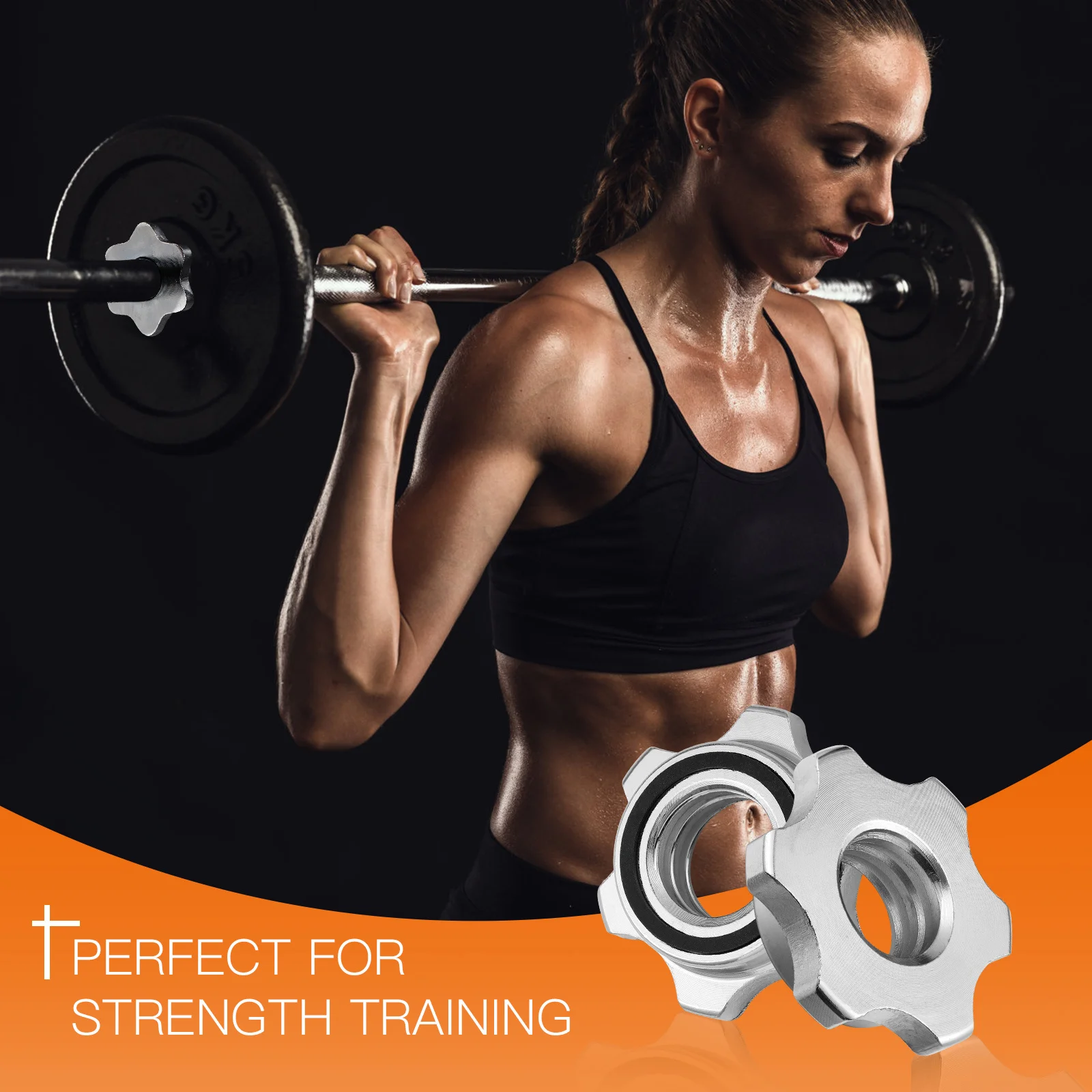 

2Pcs Anti-Slip Barbell Nut Double Lock Screw Collar 2.5cm Threaded Polished Clamp for Dumbbell Weight Lifting Secure Fit