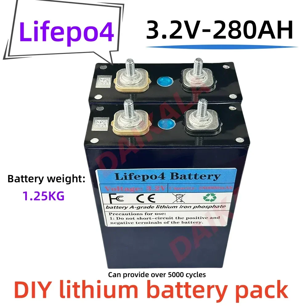 

2024 NEW CE 3.2V 280AH LiFePO4 Battery Rechargeable Cells for Solar Energy DIY Lithium Battery Pack Home Power 12V screwdriver