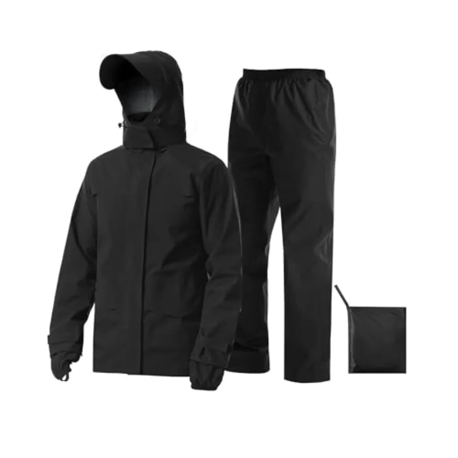 

Unisex Waterproof Rain Suit with Hooded Jacket and Pants Set for Outdoor Adventures Breathable Lightweight Packable Design Idea