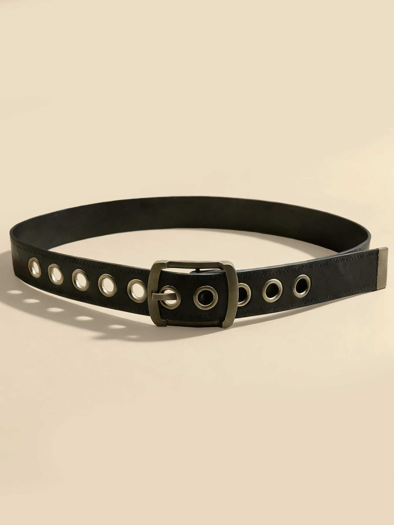 Vintage Carved Buckle Belt for Women Men - Brown Textured Floral Print Western Style Fashion Versatile Waistband Belt