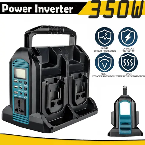 Portable 350W Power Supply Inverter 2/4 Port Power Adapter for Makita 18V LXT Battery DC to AC 110V/220V Pure Sine Wave Inverter