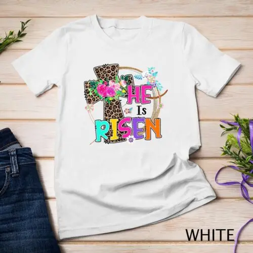 Easter For Christian Teen Girls Mom He Is Risen Leopard T-Shirt Unisex T-shirt