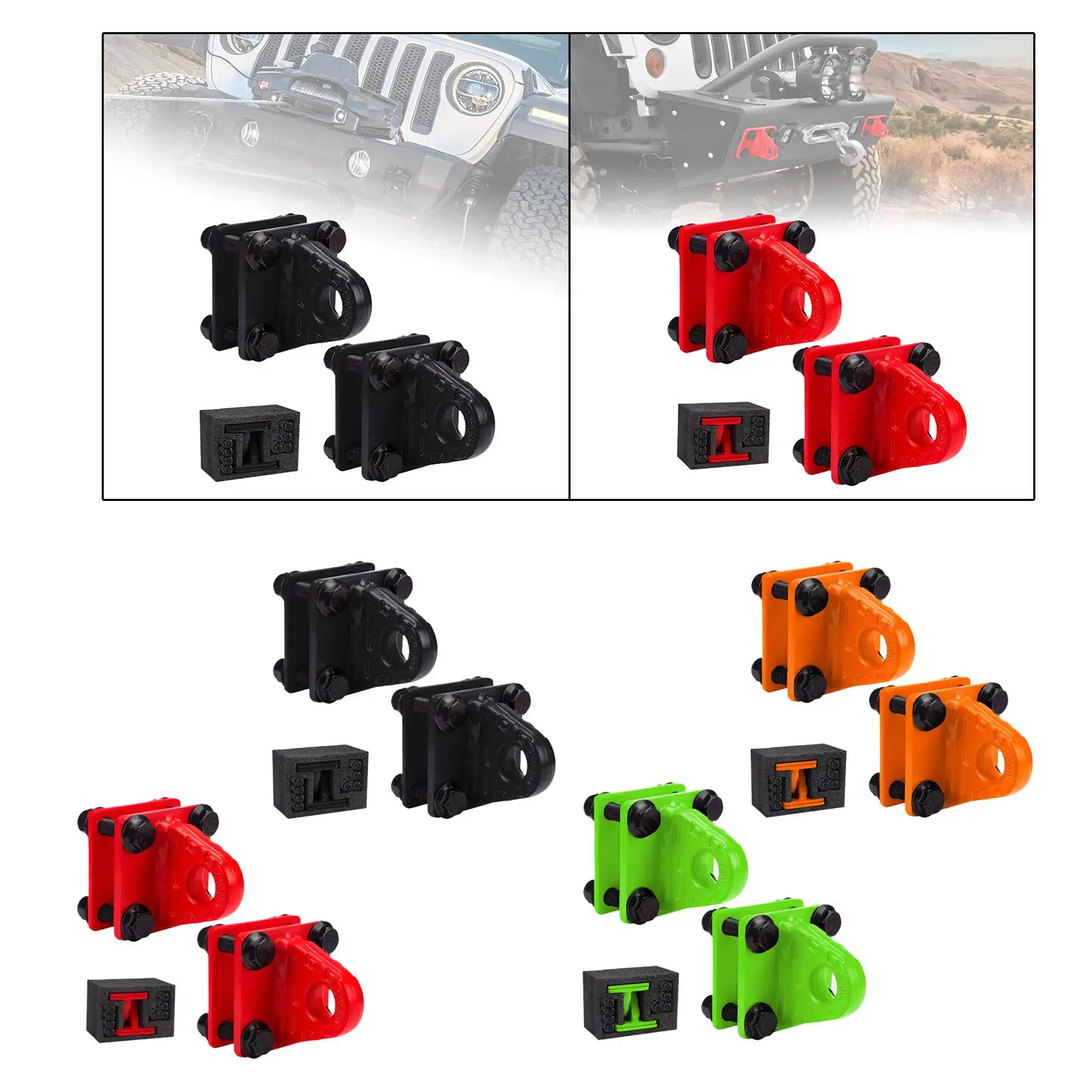 

2 Pieces D Ring Shackle Bracket Towing Accessories Rugged Alloy Universal with Backer Plate for Truck Tractors Vehicle