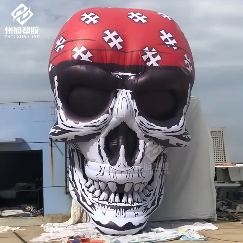 

Страшное украшение на Хэллоуин, надувной освещенный пиратский гигантский череп, взорвать с тюрбаном