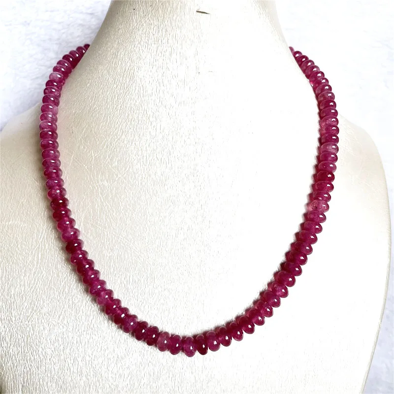 5*8MM Oval Pink Red Rubellite Necklace Trendy Elegant Jewelry Handmade Wedding Necklace For Women Fashion Natural Stone Choker