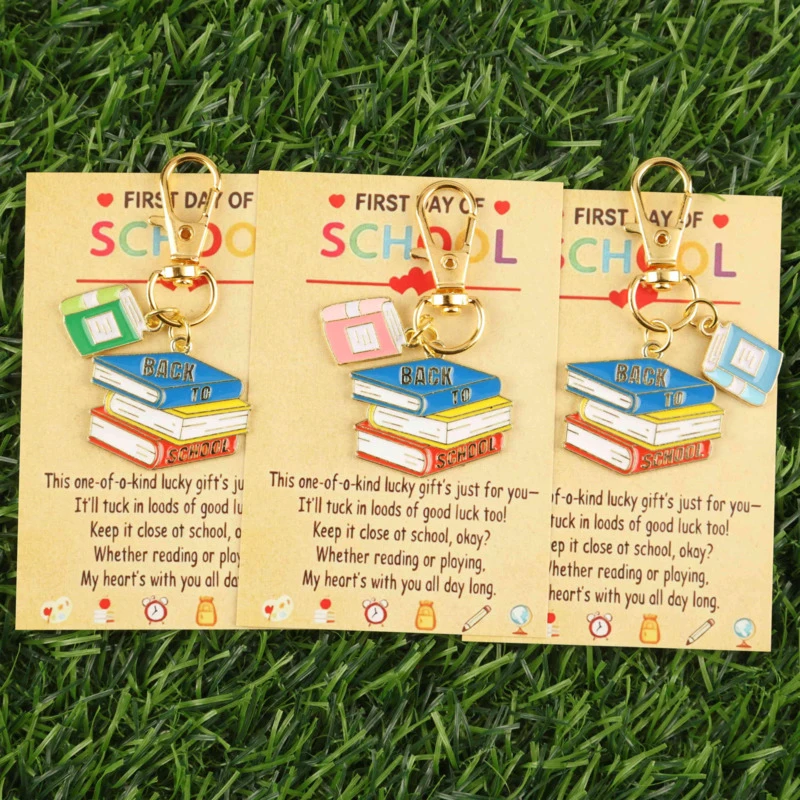 2D 3/6pcsBook keychain set Back-to-School Lucky Gift，Suitable for back-to-school parties、Class activities、Back-to-School Gifts，I