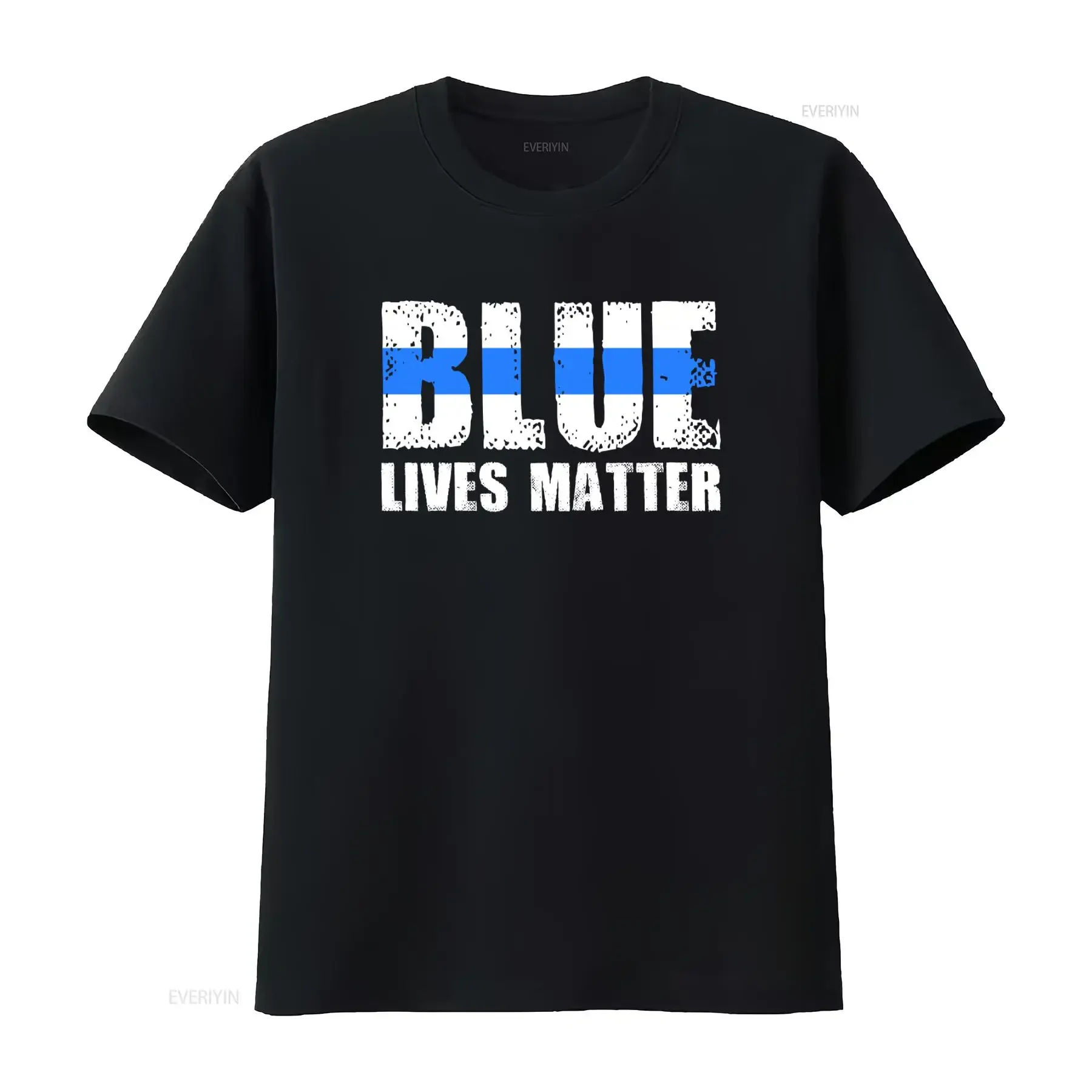 Blue Lives Matter USA Classic Men's T Shirt Honor Serve Protect with Flag Design vintage Washed Stretched homme Casual graphic