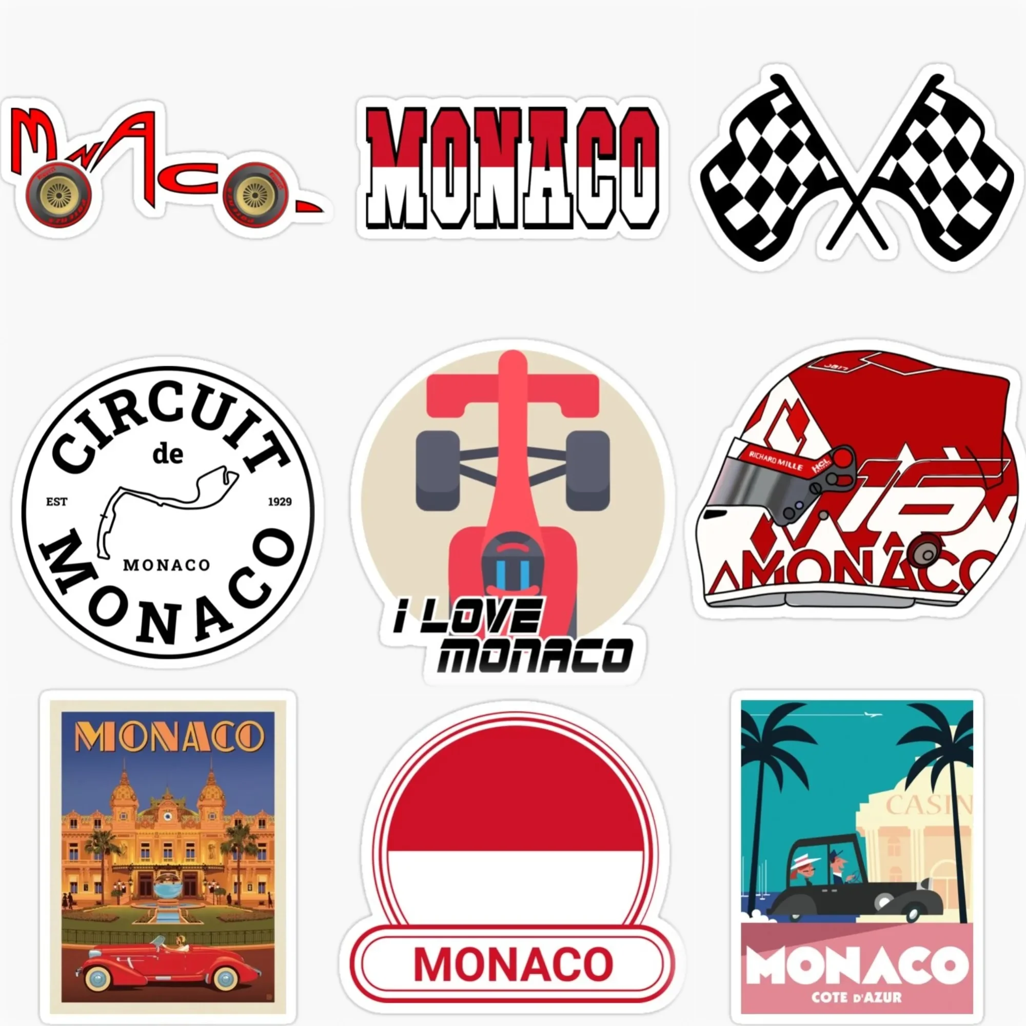 

MC Monaco Flag Map Emblem Racing PVC Car Stickers for Car Bicycle Van Fridge Helmet Bumper Wall Decal Customizable Size
