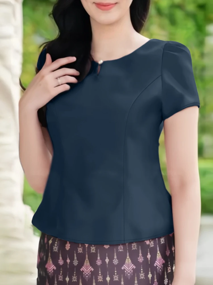 قمصان مكتب أنيقة من ZANZEA بلوزة صيفية متينة للعمل أنيقة بأكمام قصيرة وقصة ضيقة بلوزات عصرية للعطلات كبيرة الحجم