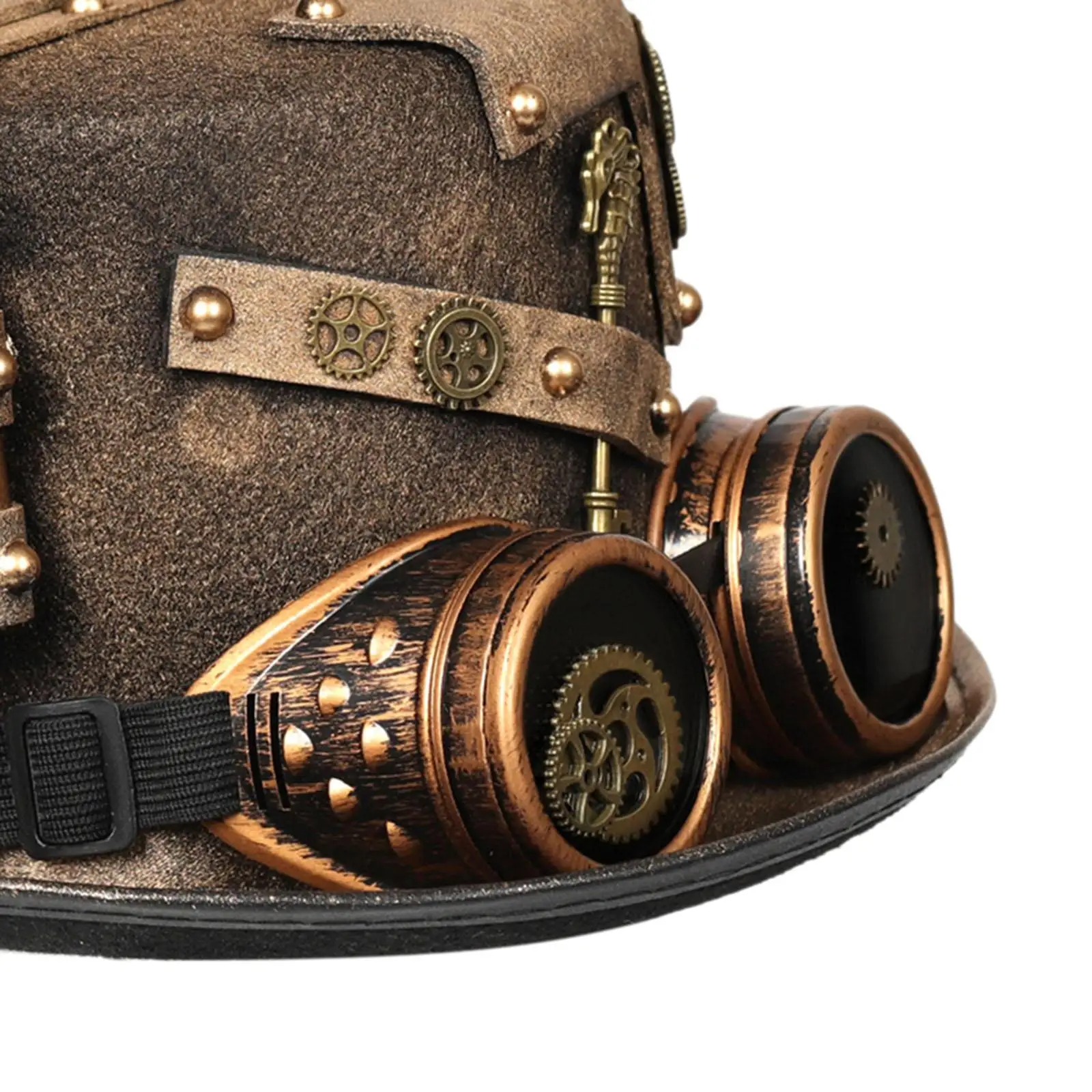 Steampunk Hats, Handmade Bowler Hat Stage Hat Gothic with Gear Glasses Denim Hat Headgear for Cosplay Decor Party Fancy Dress