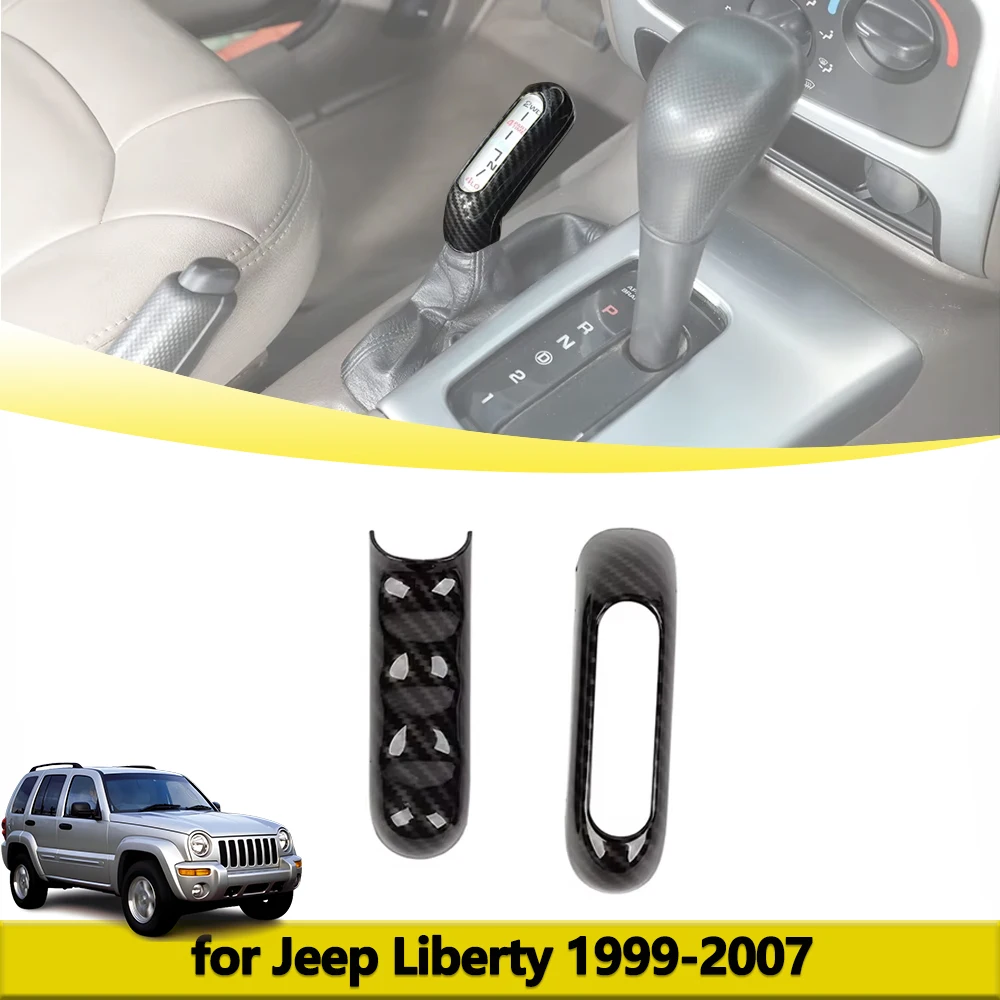 4WD Handle Handbrake Decoration Cover Trim for Jeep Liberty 1999-2007 ABS Center Console Stickers Car Interior Accessories