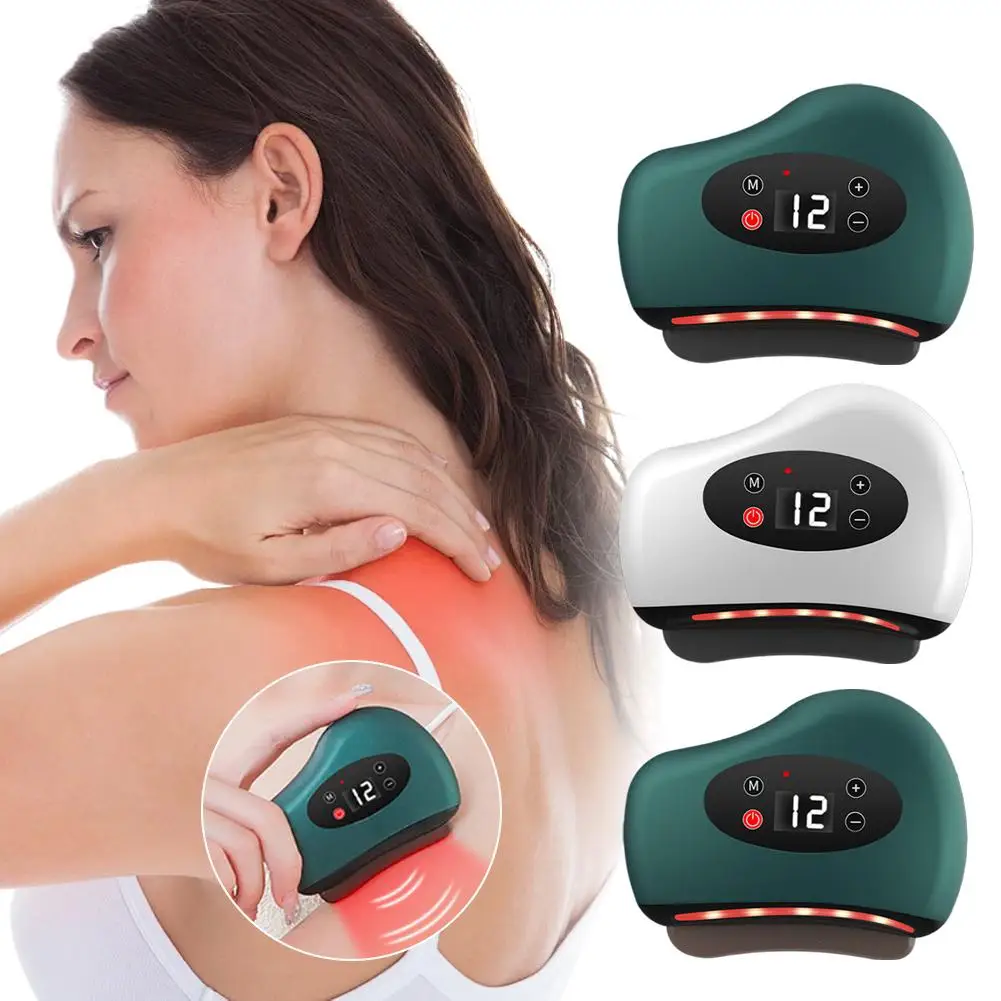 

Электрический массажер Гуаша, горячий компресс, массажер для глаз, каменный нагрев, вибрация, соскабливание шеи, лифтинг кожи лица, инструмент для удаления морщин