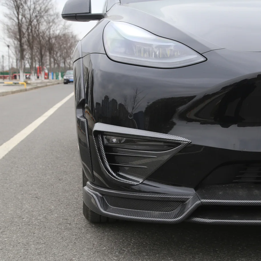 For Tesla Model Y 2019-2024 Front Bumper Aerodynamic Fog Light Fins Spoiler Wing Exterior Refit Decorative Auto Accessories