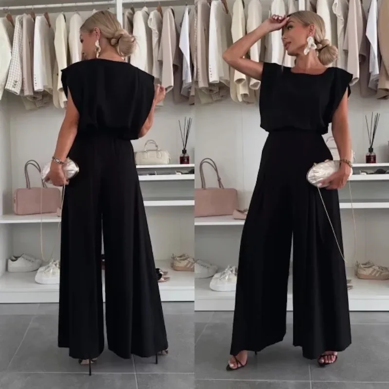 

Elegant Y2K Sleeveless Shirt Top Wide Leg Pants Suit Casual Outfits Tracksuit Streetwear Summer Women Loose Two Piece Set