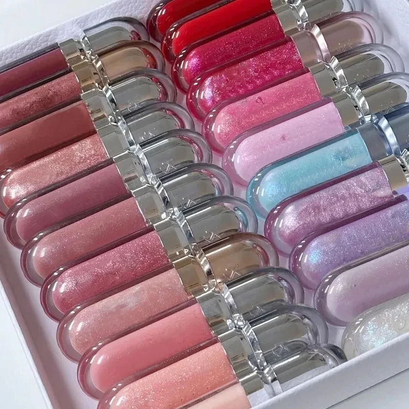 3D Liquid Lip Gloss 21 Color Mirror Lipstick Moisturize Persistent Glossy Not Fading Milk Tea Bean Paste Peach Naked Pink Color