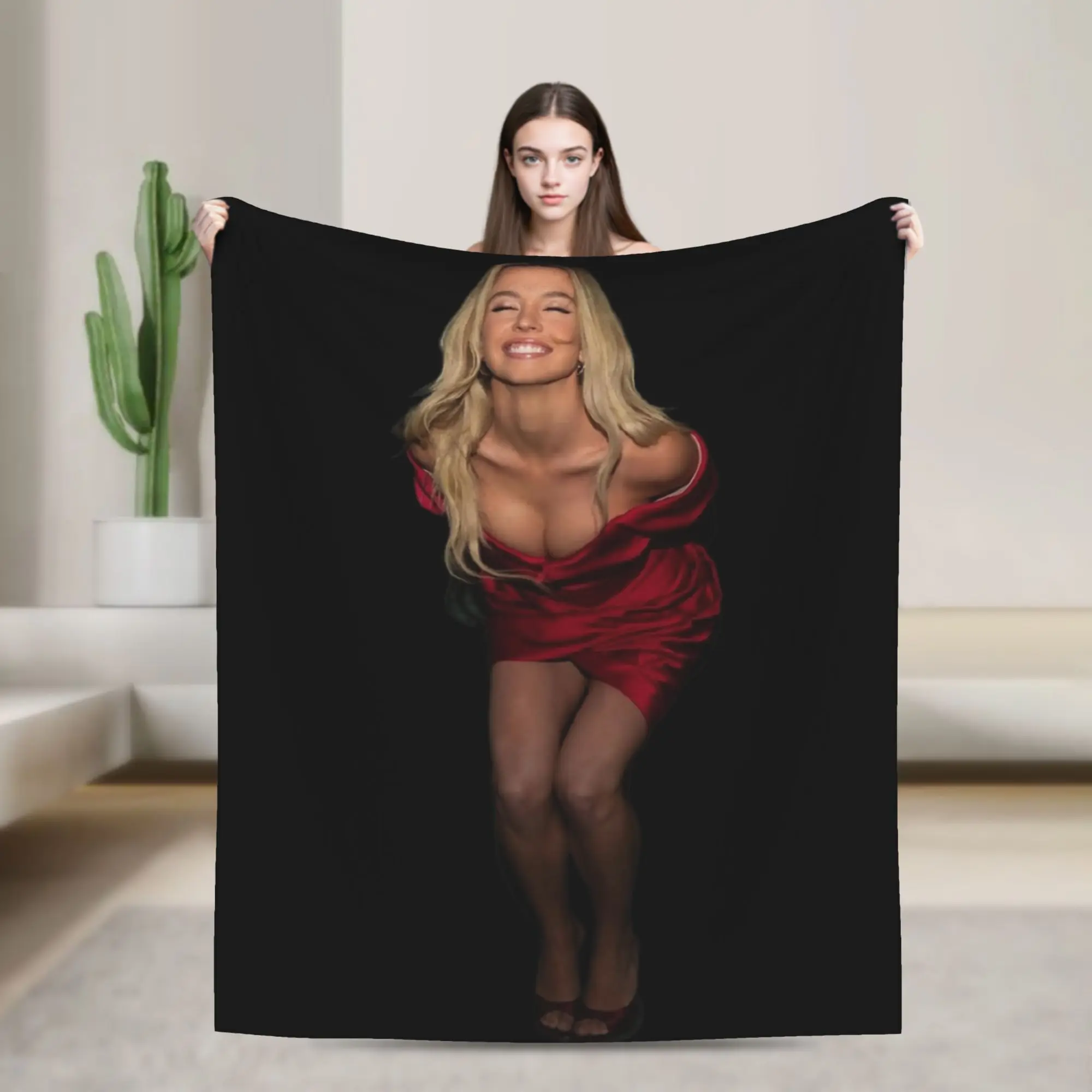 Sydney Sweeney Blanket  Super Soft Fashion Plush Throw Blanket For Girls Boys Bedroom Flannel Bedspread Bed Cover
