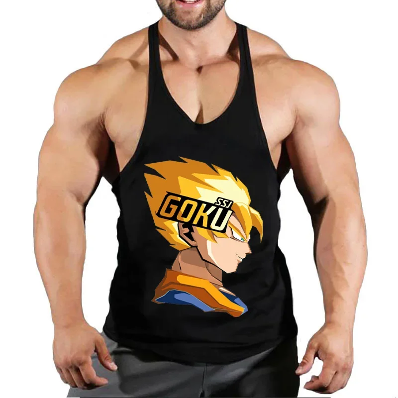 Dragon Ball Goku Plus Size Men Clothing Tank Tops Black Anime Singlets Sleeveless Fitness Men Vest Casual Bodybuilding Vest New