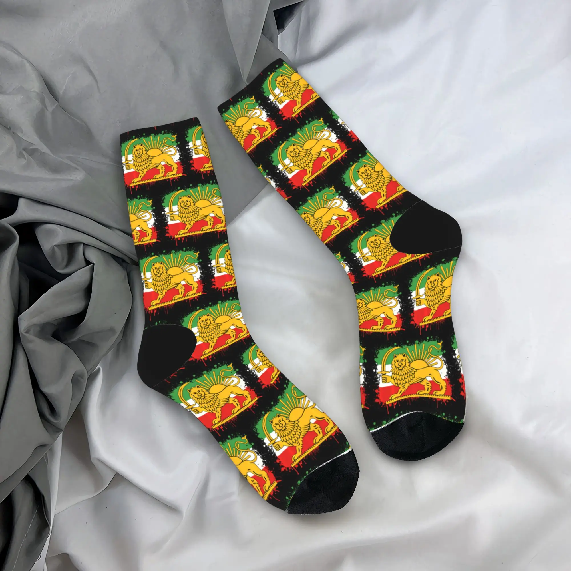 

Persia Lion and Sun Iran Persian Stockings Graphic Fashion Socks Spring Non Slip Socks Men Skateboard Comfortable Socks