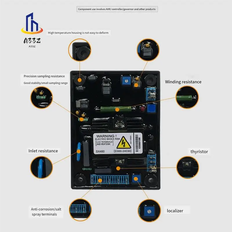

A33Z-Sx440 Avr Генератор Регулятор напряжения Запасные части для бесщеточных генераторов мощностью 500 кВт, технология поверхностного монтажа