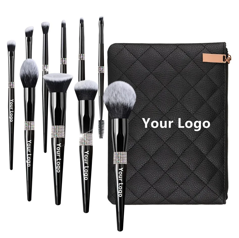 

Black Makeup Brushes set 10pcs Synthetic Hair Powder Foundation Concealer Eyeshadow Eyeliner Brush Private Label Wholesale 15set