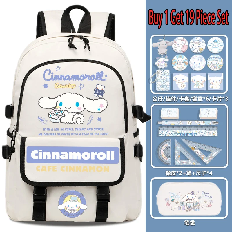 Sanrio Backpack Cinnamon Dog Cute School Bag for Teens Fashion Flower Print Large Capacity Lightweight Backpack for School