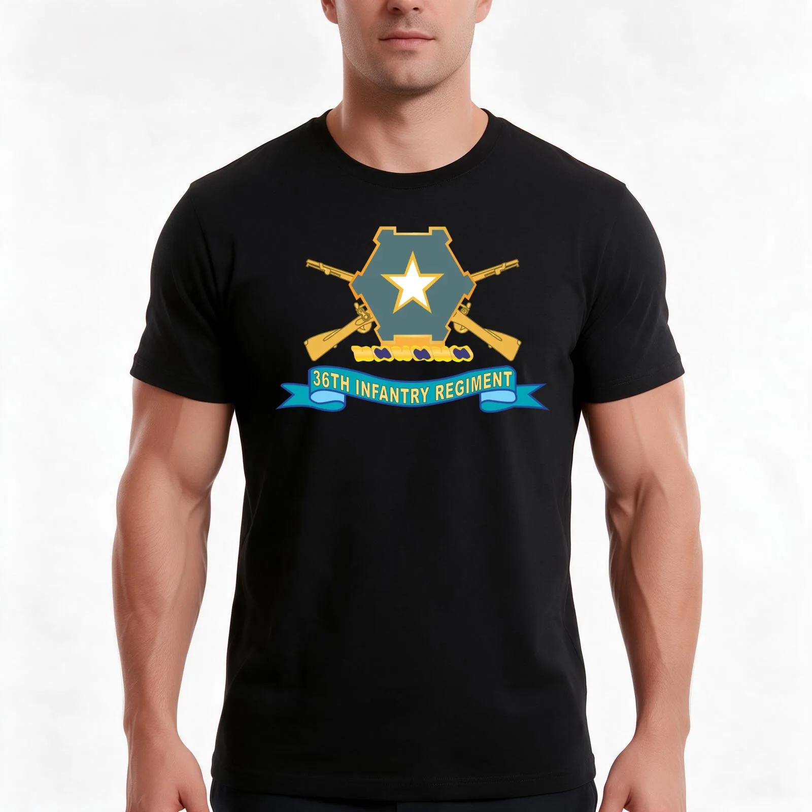Army - 36th Infantry Regiment - DUI w Br - Ribbon X 300 T-Shirt Summer Casual Cotton Tee Oversized Streetwear Tops