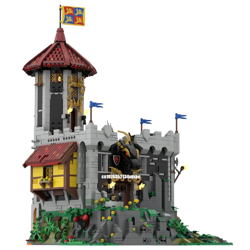 4404PCS European Medieval Street View Fire Breathing Fortress Wizard Tower Castle model creative ideas childToy blocks MOC-31120