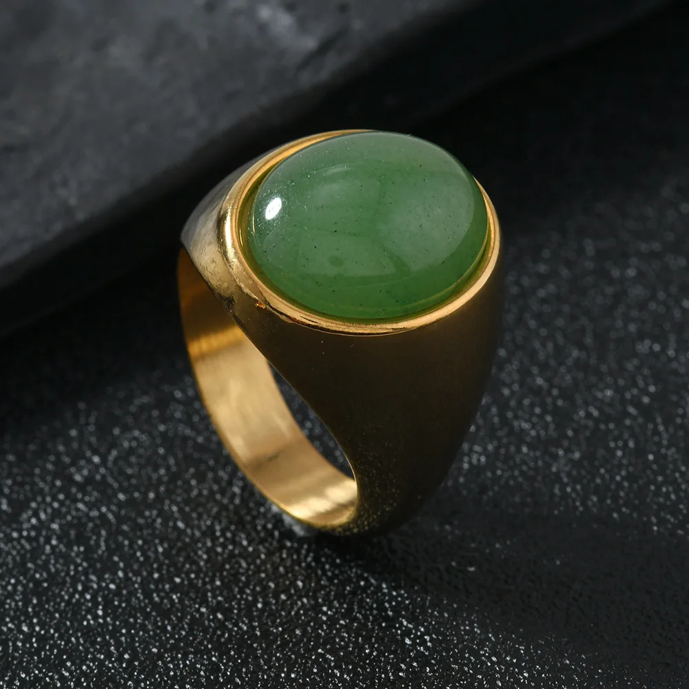 HNSP 316L Edelstahl Vintage-Ring für Damen, Schwarz, Rosa, Grün, Tigerauge, Steinringe, Fingerschmuck, Accessoires, große Größe – Detail 8