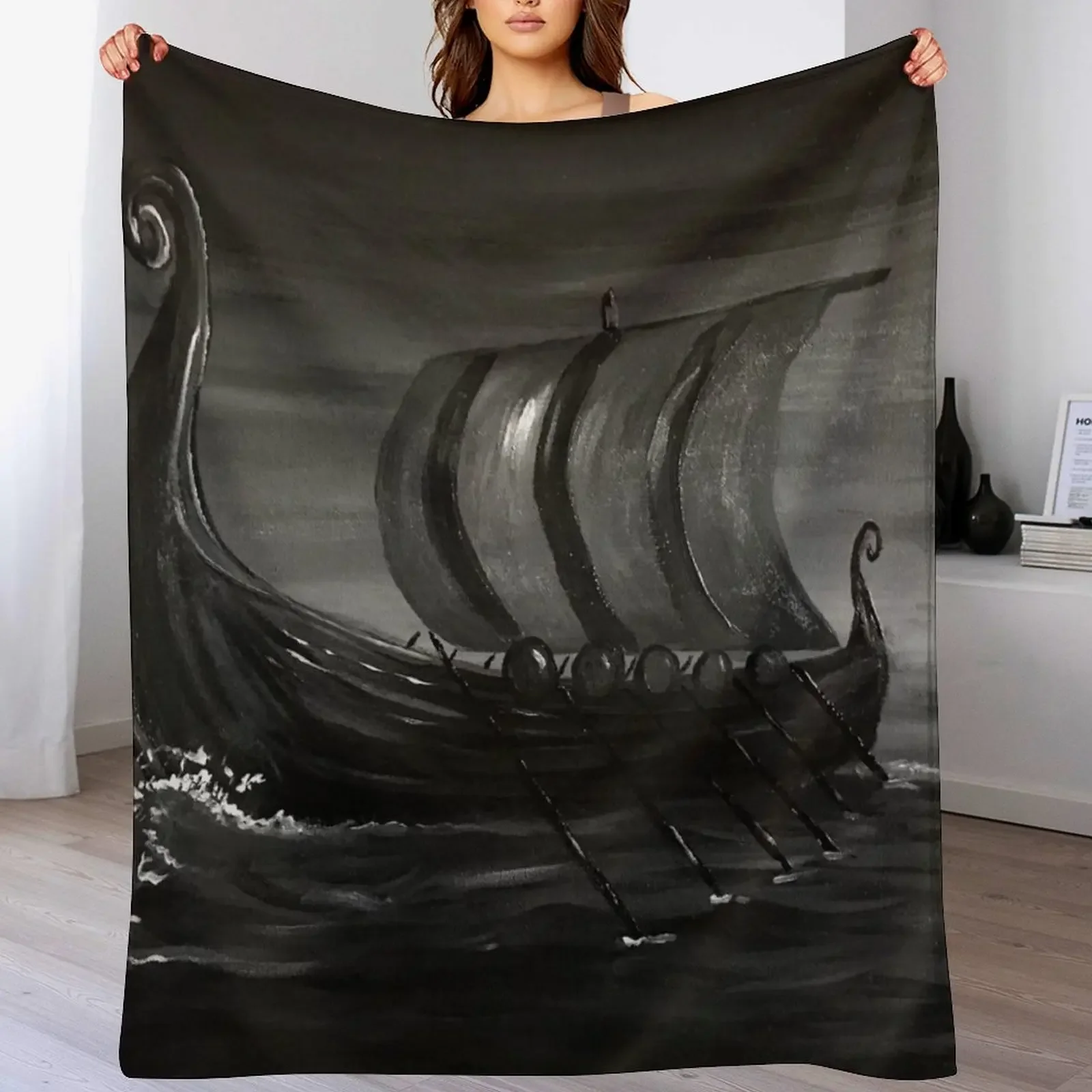 

Oseberg Ship Throw Blanket Bed covers Designers wednesday Decorative Throw Blankets