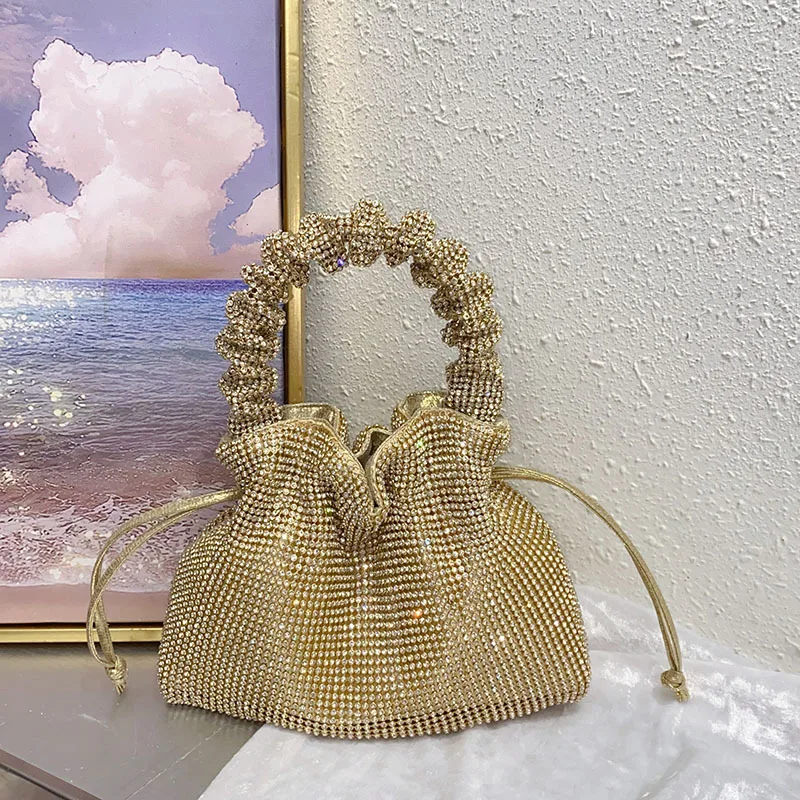 

Light luxury dumpling bag niche design shiny inflexible diamond-encrusted handbag