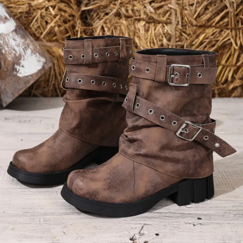 2025 جديد مطوية فوق الركبة الأحذية مشبك حزام فضفاض كبير العجل الأحذية النسائية الصيف العصرية الترا النار السراويل أنبوب الأحذية #4