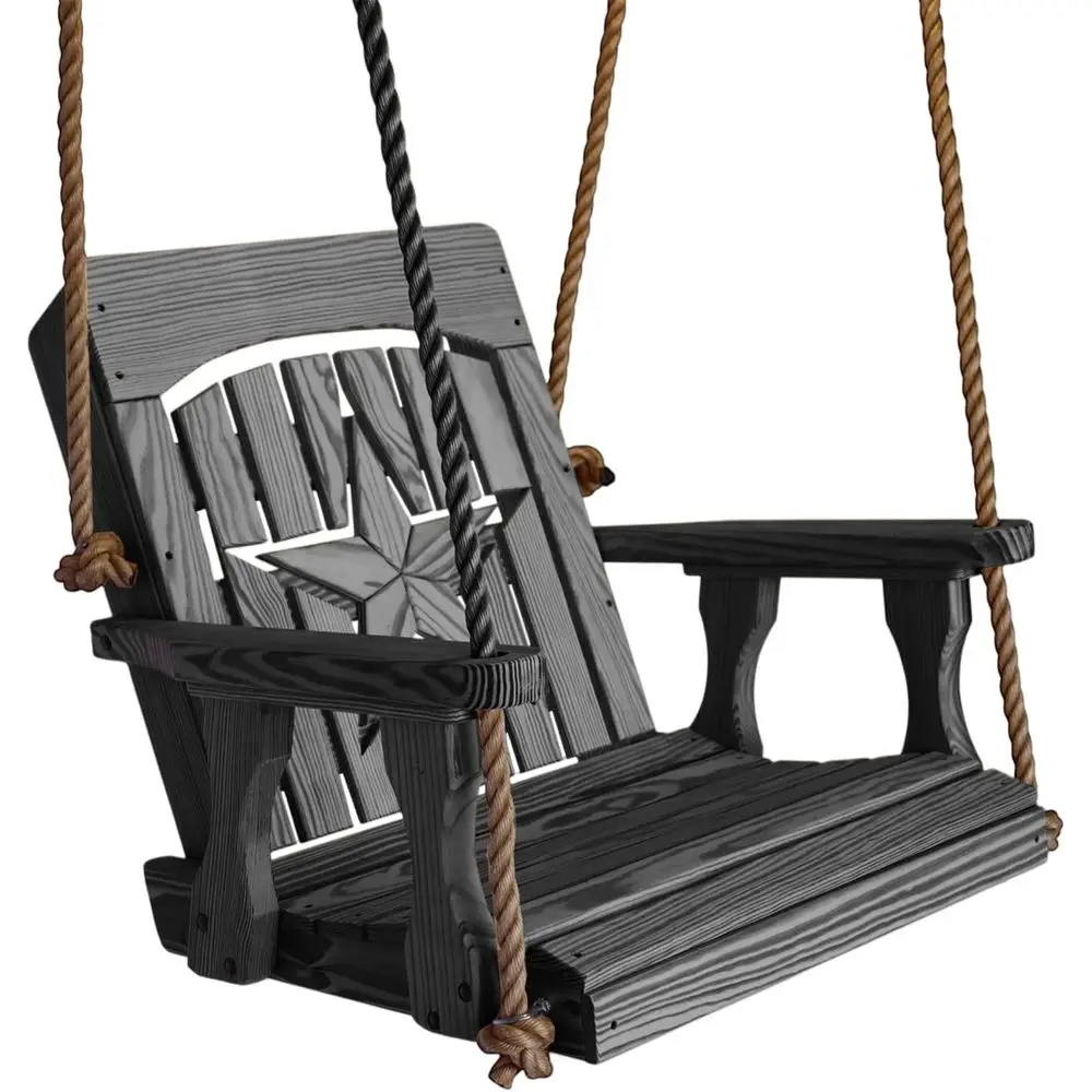 

2T Heavy Duty Outdoor Porch Swing, Solid Yellow Pine, Handcrafted Rope Seat, USA-Made, Crating Included