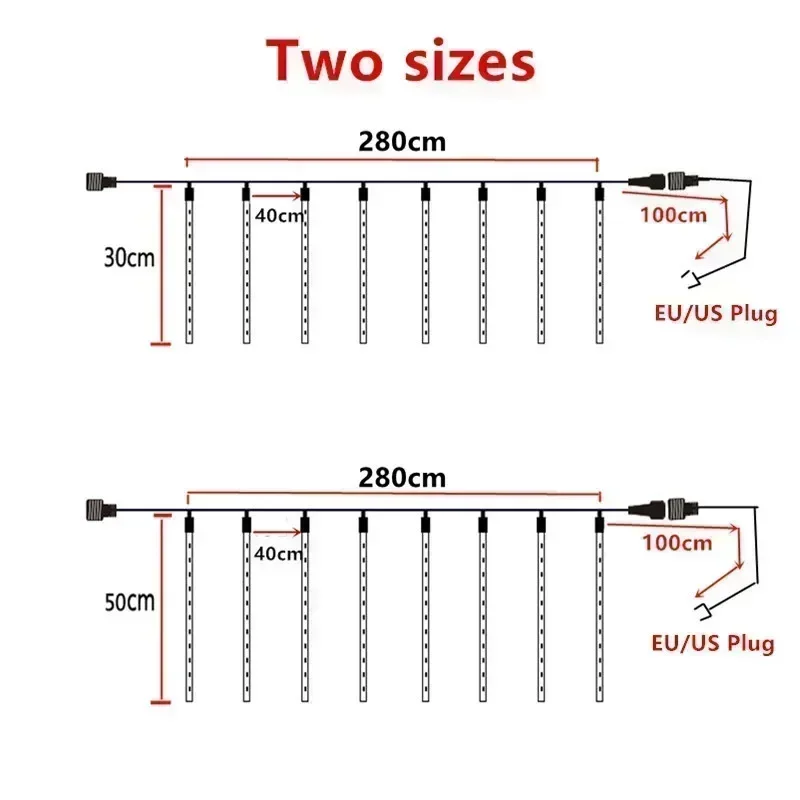 Garden Lights 32/24/16/8 Tubes Meteor Shower String Lights Street Garlands Christmas Tree Decorations for Outdoor New Year Fairy