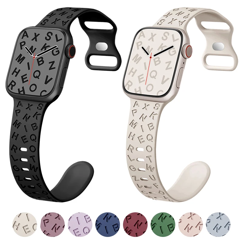 Silicone strap For Apple Watch band 44mm 40mm 49mm 45mm 41mm 38mm 42mm correa belt bracelet iWatch series 9 8 7 6 5 3 SE ultra 2