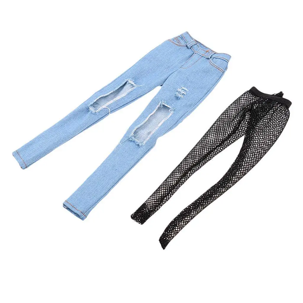 1/6 Ripped Jeans Female Pants for 12\'\' //Kumik Figure Doll