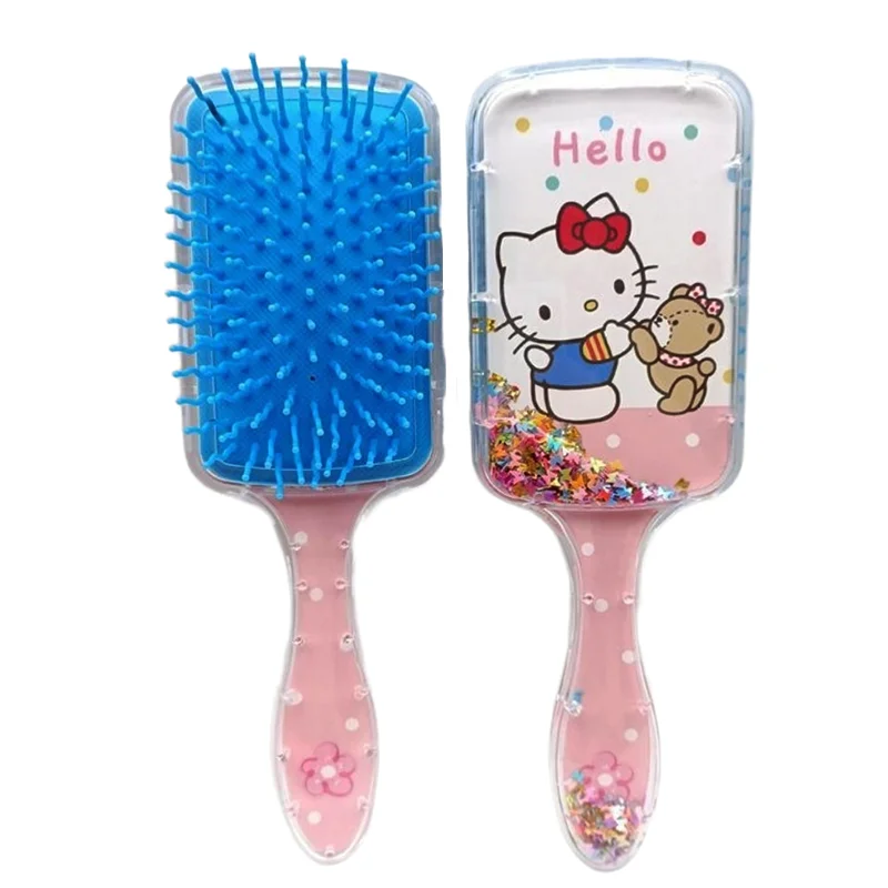 

HelloKitty Combs Glitter Sequins Hair Brush Cartoon Floating Quicksand Detangling Air Cushion Combs Hair Care Tool Girl Gifts
