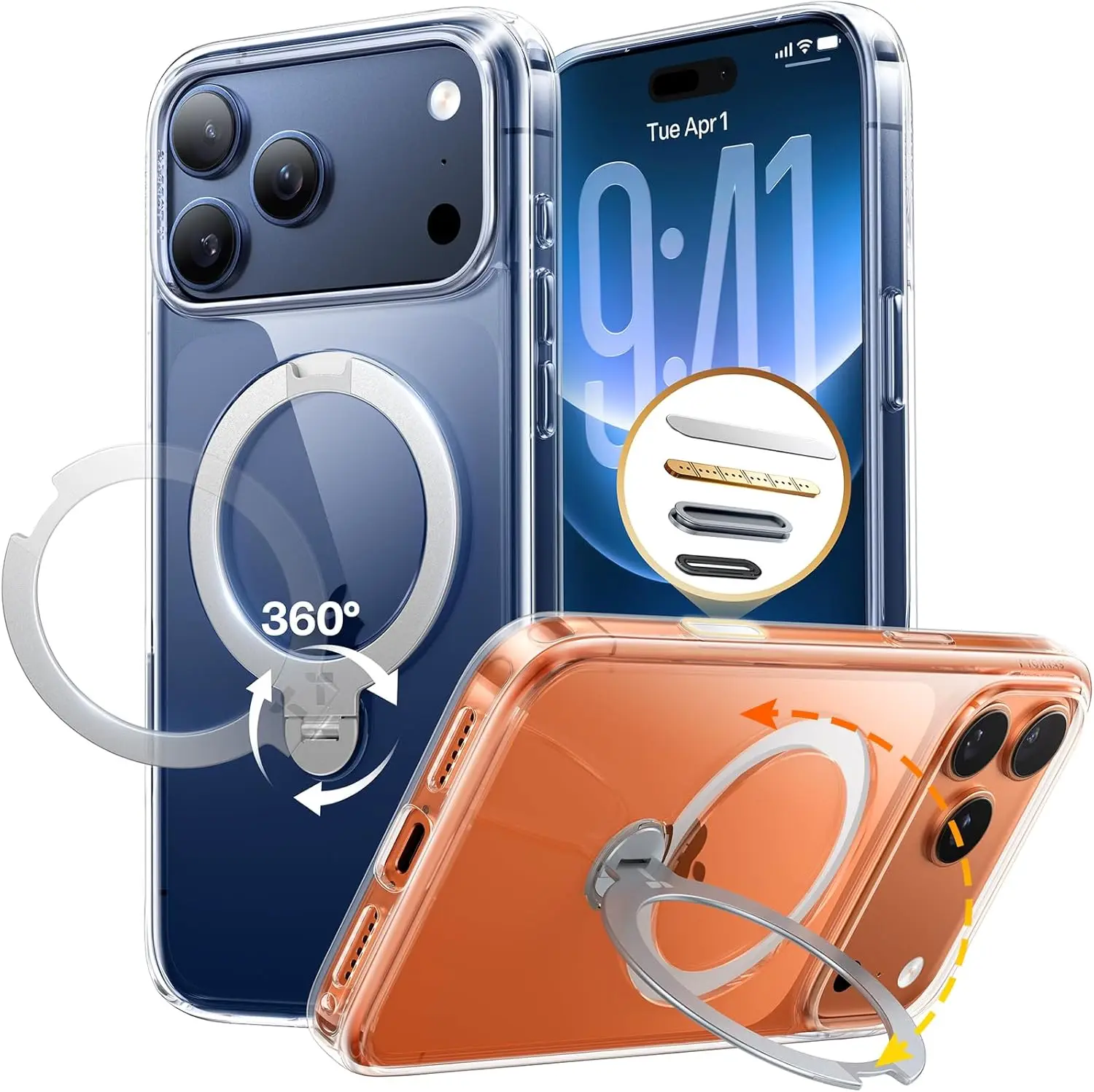 

Magnetic Stand Case for iPhone 17 Pro Max, MagSafe Compatible, Clear Non-Yellowing with Kickstand & Camera Control